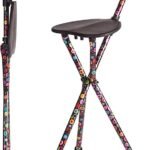 Walking Stick, Walking Cane, Cane Chair, Quad Cane and Folding Cane with at is 34 Inches Tall, FSA and HSA Eligible, Supports Up to 220 Pounds, Bubbles