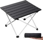 Small Folding Camping Table with Aluminum Table Top, Beach Table for Sand with Carrying Bag,Prefect for Outdoor,Picnic,BBQ,Cooking,Festival