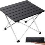 Small Folding Camping Table with Aluminum Table Top, Beach Table for Sand with Carrying Bag,Prefect for Outdoor,Picnic,BBQ,Cooking,Festival