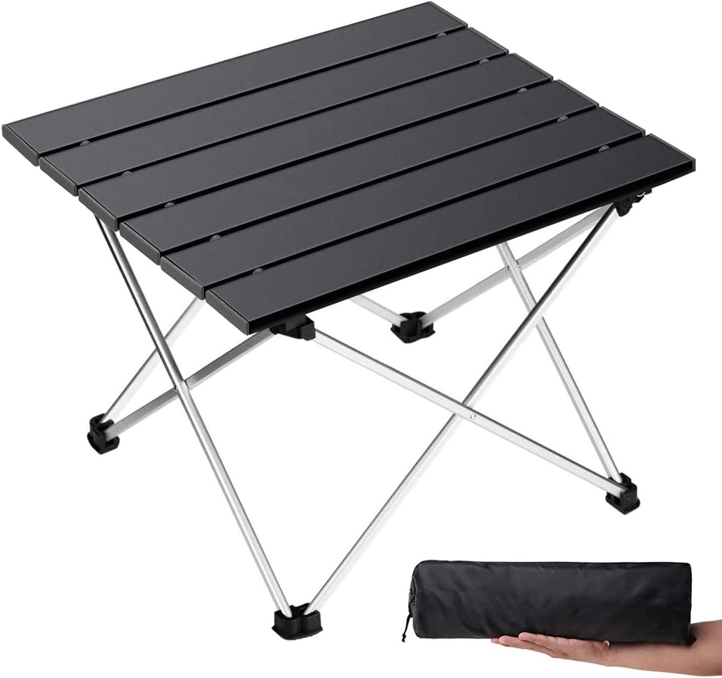 61ZtBmaQxjL._AC_SL1500_.jpg Small Folding Camping Table with Aluminum Table Top, Beach Table for Sand with Carrying Bag,Prefect for Outdoor,Picnic,BBQ,Cooking,Festival - Image 1