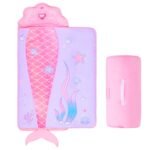 Mermaid Nap Mats for Preschool with Removable Pillow and Blanket Kids Sleeping Bag with Pillow Reinforced Stitching Machine-Washable, Soft Nap Mats for Daycare, Travel, Camping 53"x21"