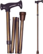 Adjustable Folding Cane with Ergonomic Handle, Lightweight, Sturdy and Support up to 250 pounds, Great for Travel, Walking Stick, Bronze