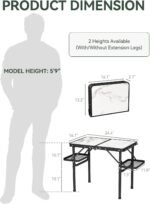 Folding Camping Table Small 2ft, Small Camp Table Portable with 50% Extra Space, Folding Picnic Table, Portable Beach Tables, Car Camping Essentials, Aluminum Light Solid - Image 2