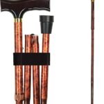 Sports Walking Cane or Stick, Foldable Cane for Men, Women, niors and Handicapped Adjusts from 33-37" in 1 inch increments with Ergonomic Wood Handle,Supports up to 250 Pounds