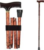 Sports Walking Cane or Stick, Foldable Cane for Men, Women, niors and Handicapped Adjusts from 33-37" in 1 inch increments with Ergonomic Wood Handle,Supports up to 250 Pounds