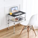 Small Folding Table 2 Foot, Portable Camping Table with Mesh Holders,Lightweight Aluminum Adjustable Height, with Carry Handle for Camping Picnic Indoor Outdoor, White 24 x 16 inch (Black - Image 2