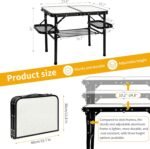 Folding Camping Table Outdoor Indoor Picnic BBQ Aluminum Lightweight Tall Camping Table 3-Height Adjustable 25in Max 50 Extra Space with Carry Handle & Mesh Pocket Small Foldable Table - Image 2