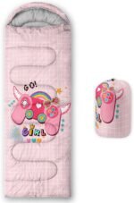 Kids Sleeping Bag for Boys Girls,Rocket Astronaut Moon Print-Lightweight Warm Portable Outdoor Indoor-Waterproof Cold Weather Resistant Sleeping Bag for Camping Hiking