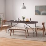 SUPER DEAL 6FT Folding Table for Indoor Outdoor, Portable Heavy Duty Fold-in-Half Plastic Dining Picnic Party Camping Table with Carrying Handle, Brown - Image 2