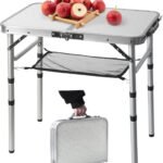 Small Folding Table 2FT Lightweight Portable Aluminum Camping Table for Picnic and Camping Mini Foldable with Adjustable Extended Height,Silver