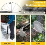 20 in 1 Multitool Survival kit, Camping Shovel Military Axe, 55" Trekking Pole Foldable Spade with Portable Bag and Hatchet, for Car Emergency Offroad Entrenching Tool - Image 2