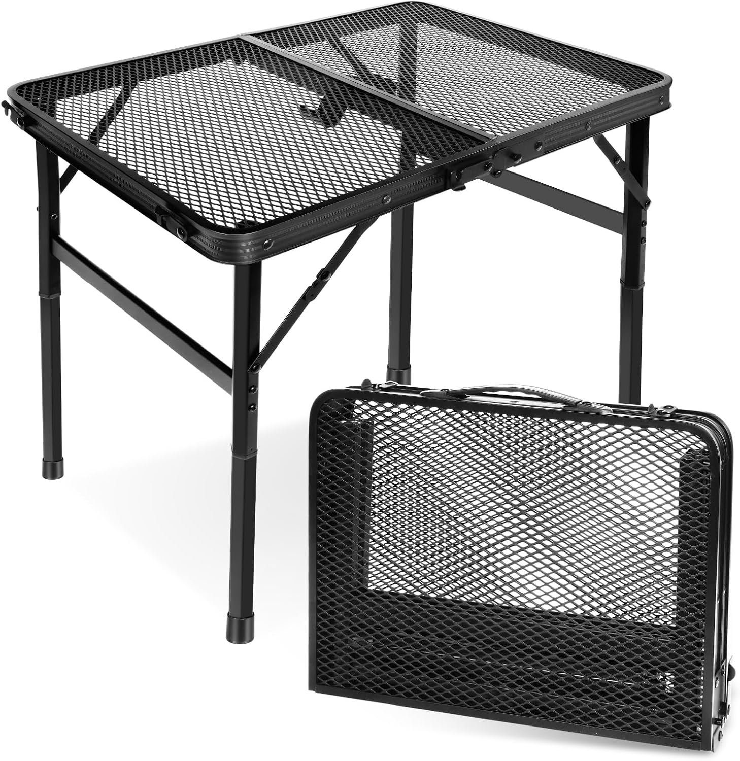 81BcqIdQVyL._AC_SL1500_.jpg Small Folding Table, Easy for Storage, Compact and Portable Picnic Table for Grill, Outdoor Camping, Garden, Patio, Dining, BBQ, Party, Market, 2Ft (Small, Black), 23.6" L x 15.8" W - Image 1
