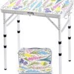 Folding Camping Table 2ft Portable Pinic Table Adjustable Height Small Card Table Aluminum Foldable Lightweight with Carry Handle for Outdoor Indoor Hiking Camp BBQ Beach (Blooming Floral)