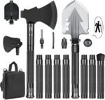 20 in 1 Multitool Survival kit, Camping Shovel Military Axe, 55" Trekking Pole Foldable Spade with Portable Bag and Hatchet, for Car Emergency Offroad Entrenching Tool