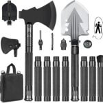 20 in 1 Multitool Survival kit, Camping Shovel Military Axe, 55" Trekking Pole Foldable Spade with Portable Bag and Hatchet, for Car Emergency Offroad Entrenching Tool