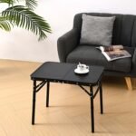 Folding Picnic Table with Storage Net, Matte Black Aluminum Folding Table 23.6" x 15.8", Adjustable Height Max 27", Lightweight Portable for Camping Travel Grill Indoor - Image 2